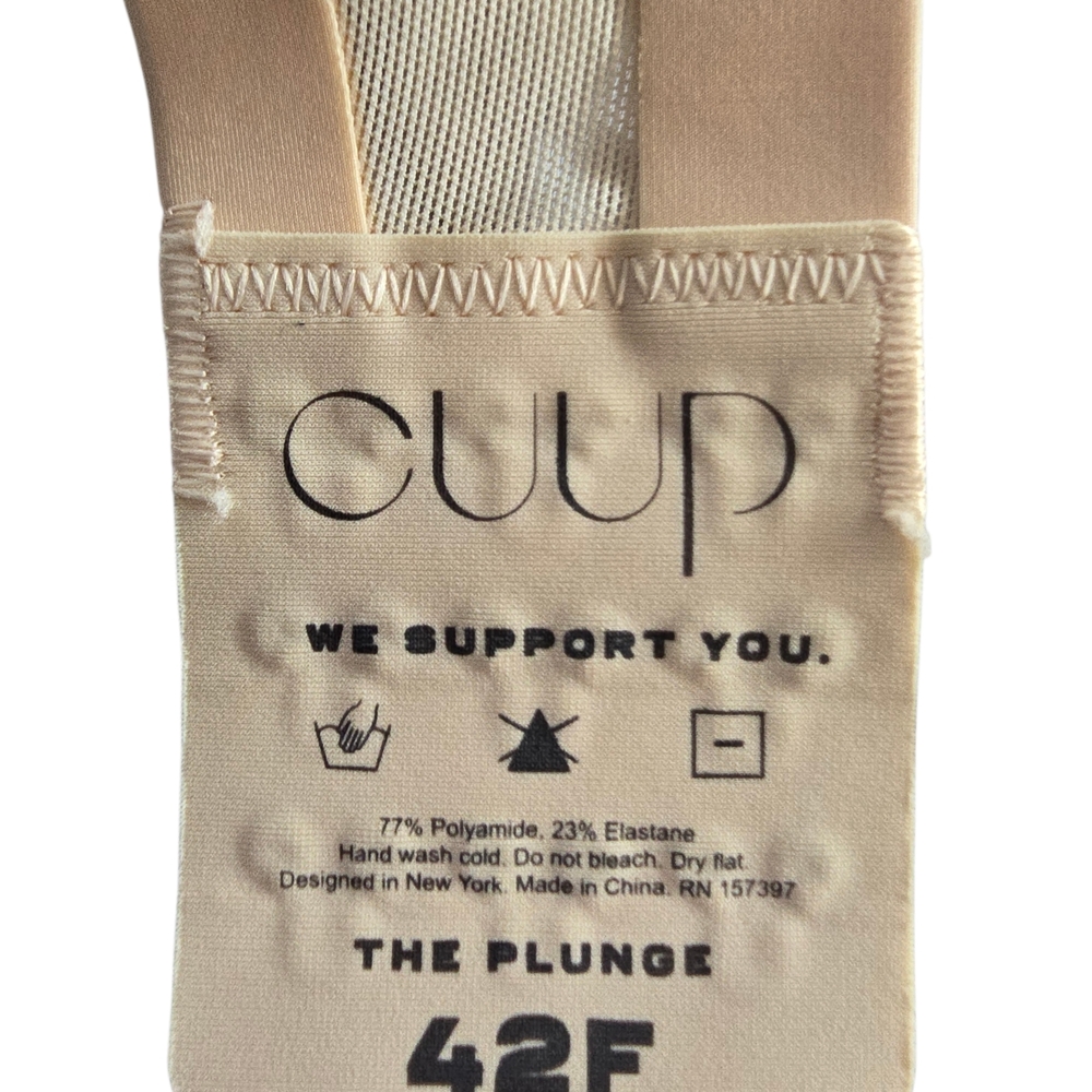CUUP Sheer Mesh The Plunge Underwire Bra in Nude 42F Like New! - Picture 2 of 5